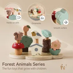 Juguete de Despliegue de Animales del Bosque de Madera, Educación Temprana para Bebés, Juego de Emparejamiento Educativo