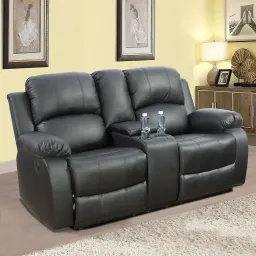 블랙 세미 PU 및 PVC 러브시트 거실 소파 L