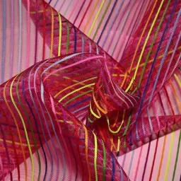 Malha de nylon listrada, tecido de malha colorido listrado, malha tecida listrada, tecido de malha arco-íris para sacos de papelaria