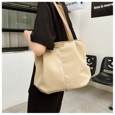 Damväska, stor rymlig, modig, enkel, avslappnad, mångsidig tygväska, nylon pendlar klassisk handhållen canvas axelväska