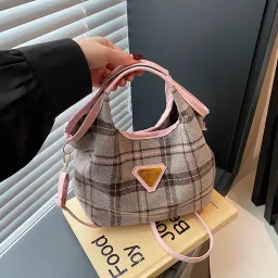초봄 뉴 심플 통근 레트로 시크 캐주얼 체크 패션 트렌드 크로스바디 핸드백 싱글 숄더 여성 가방
