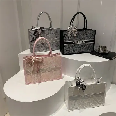 Bolsa de ombro de alça única bordada, nova, moderna, de alta capacidade, para trabalho e uso casual, bolsa tote feminina