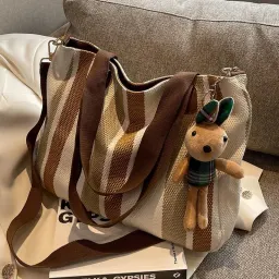 New Trend Single Shoulder Bag, Fashion Urban Large Capacity Canvas Texture Handbag, Simple Commuter Casual Tote Bag