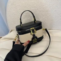 Ny färgblockerad retro handväska, lådväska för kvinnor, stilfull och trendig sammansatt design, trendig axel-/crossbodyväska