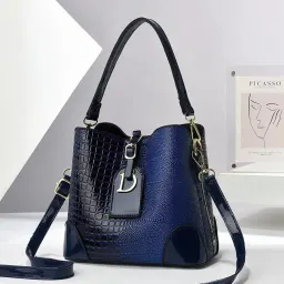 Bolsa de Mão de Couro Brilhante com Padrão de Crocodilo, Bolsa de Ombro Estrangeira, Bolsa Transversal Texturizada