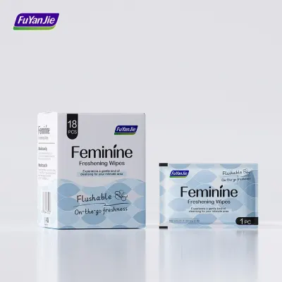 5 förpackningar Fu Yan Jie våtservetter blå (spolbara, individuellt förpackade)