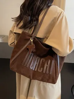 Bolso Grande de Gran Capacidad para Mujer, Bolso de Hombro Retro Nuevo, Bolso Tote para Desplazamientos de Estudiantes Universitarios, Moderno