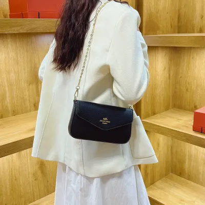 Bolsa Transversal de Alta Gama, Bolsa Pequena Quadrada com Corrente Versátil, Bolsa de Ombro Feminina, Bolsa Mensageira Casual e Moderna