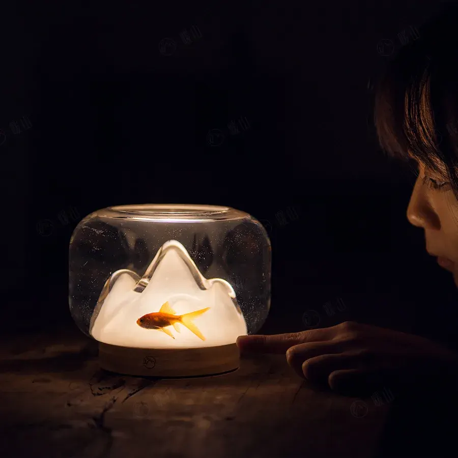Lámpara de noche de escritorio Nuan Shan, lámpara LED de vidrio creativa, puede mantener peces y cultivar plantas, lámpara recargable viral, luz pequeña para leer, lámpara Nuan Shan [puede mantener peces y cultivar plantas]