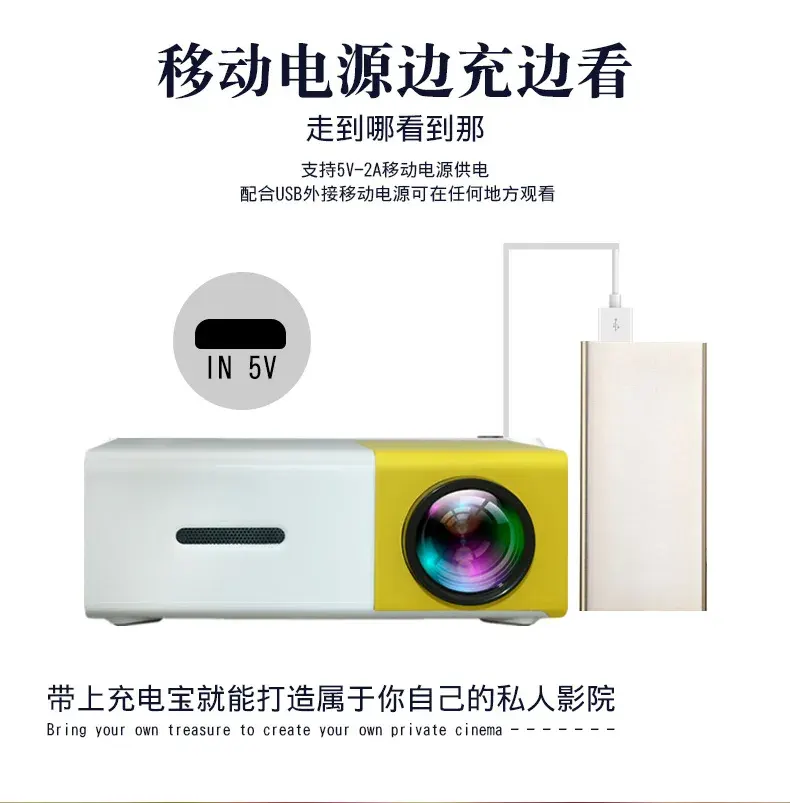 樂佳達YG300微型迷你投影儀家用 led便攜式小型投影機高清1080p