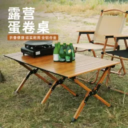 Utomhus vikbart bord, aluminiumlegering äggvalsbord, bärbart campingbord och stol stådsbord, picknickbord, grill komplett set