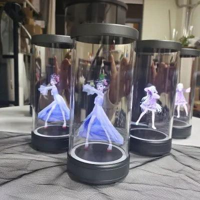 Nakna-ögons 3D-holografisk kammare, cylindrisk stereoskopisk digital mänsklig gåva, 3D-stereobild, HDMI-gränssnitt, CE-märkning