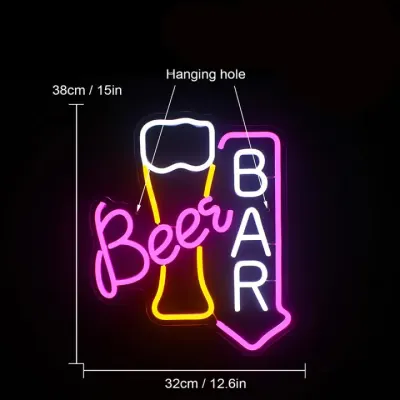 Ölbar neonlys skylt personlig LED-neonskylt för ölbar nattklubb