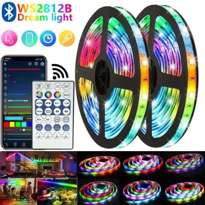 Fita LED RGBIC Kinyusigns, luz LED 5V, fita LED RGBIC, controlo remoto para casa DIY, 16,4 pés/5m