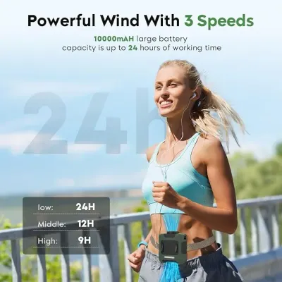 Portable Waist Fan 1000mAh Rechargeable Waist Clip Fan