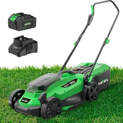 SOYUS elektrisk gräsklippare trådlös, 13 tum 20V gräsklippare med borstlös motor