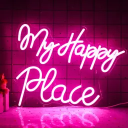 My Happy Place neonskylt, anpassad LED-neonljusskylt, väggdekoration för sovrum