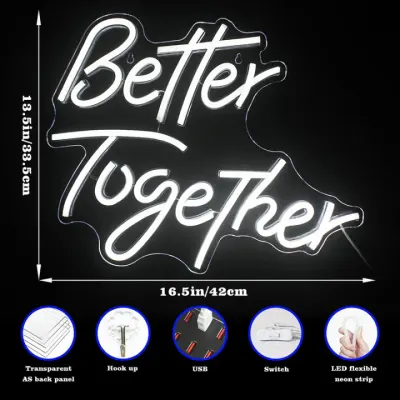 لافتة نيون  Better Together ، لافتة ضوء نيون LED مخصصة لحفلات الزفاف