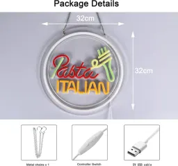 Kinyu Signs Pasta Neonskylt Personlig Neonskylt Väggdekoration för Matbutik