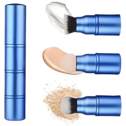 3-i-1 professionellt sminkborste-set, kabuki-ansikte blush, foundationborste, pulver- och svampborste för pulver/vätska/kräm, resestorlek sminkborste med lock, kan anpassas
