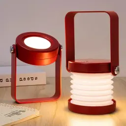 Fällbar lykta för studentrum, retro nattlampa för sängbord, USB-uppladdningsbar ögonvänlig sovlampa för studenter