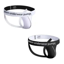 2PCS Sexy Tanga de Algodón para Hombre, Cintura Baja, Parte Trasera Libre para Quitar, Ropa Interior Jockstrap para Hombre, Calzoncillos Sissy T-Back, G-String