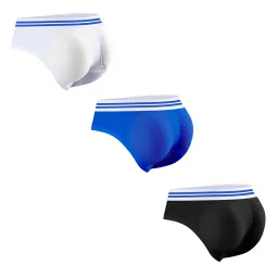 3PCS Braguitas Realzadoras de Glúteos para Hombre, Ropa Interior Triángulo de Malla Transpirable, Almohadilla para Cadera Desmontable, Pantalones Sexy para Hombre con Culo Falso