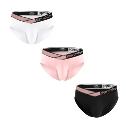 3PCS 핑크 V-벨트 삼각형 팬티 스포티 섹시 레이저 그라데이션 웨이스트 모달 스포티 편안한 로우 웨이스트 U자형 속옷 남성용