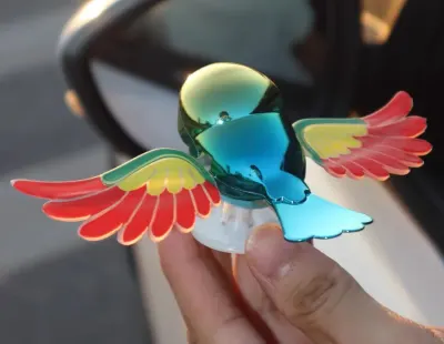 Ornamento criativo movido a vento sem tomada para motociclo e carro Flying Bird | Decoração realista para espelho retrovisor