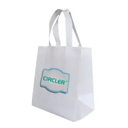 Bolsa de tote dobrável e reutilizável, feita de tecido tecido GRS ecológico personalizado, bolsas de mão elegantes para vestuário