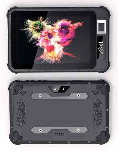 Tablet robusto Android de fábrica barato de 8 polegadas, com GMS, NFC, impressão digital FBI, RFID UHF, leitor de código de barras 2D, à prova de água
