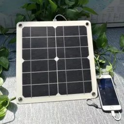 Painel solar mini mono flexível portátil, 5W, IP65 à prova de água, eficiência de 19%, para bolsas e uso exterior