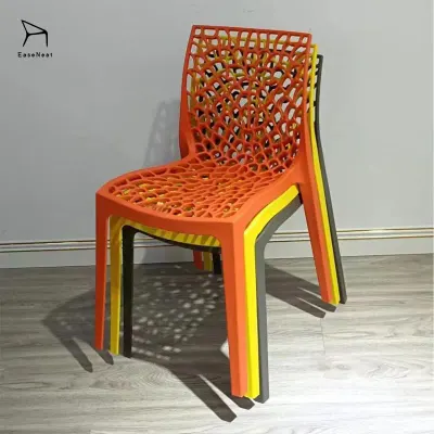 Cadeiras de jantar de plástico empilháveis da EaseNeat, estilo nórdico, design oco moderno, para restaurante, sala de estar, centro comercial e espaços comerciais