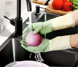 Luvas de latex domésticas para lavar loiça, para mulheres, impermeáveis e duradouras, para esfregar panelas, lavar legumes, lavar roupa e limpeza doméstica na cozinha