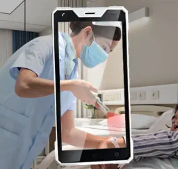 Terminal portátil PDA de 5,5 polegadas, PDAs, material antibacteriano, com leitor de código QR 2D, NFC, para a indústria médica, da fábrica mais barata