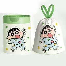 Sacos de lixo grandes e grossos com cordão Crayon Shin-chan, portáteis para casa, dormitório e uso com areia para gatos