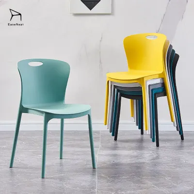 Cadeiras de jantar de plástico de alta qualidade da EaseNeat, estilo minimalista, empilháveis, antiderrapantes, para restaurante, sala de estar, centro comercial e espaços interiores