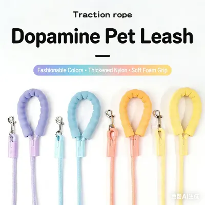 Färgrik hundkoppel i nylon runt form i dopaminstil på grossist – Utomhus draglina för hundpromenader, MOQ 10 st