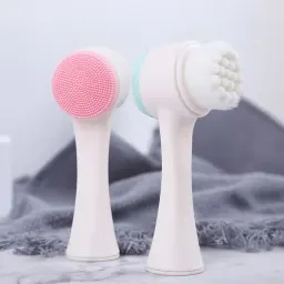 100 escovas de limpeza facial de silicone dupla face, cerdas macias, limpador manual de pele, esfoliante removedor de pontos negros