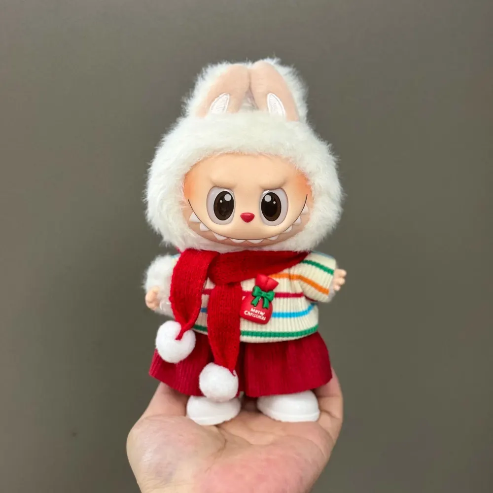 Conjunto de roupa de Natal vestível para bonecos de vinil macios Labubu 1ª/2ª/3ª Geração, para bonecos chaveiro — Apenas vestuário