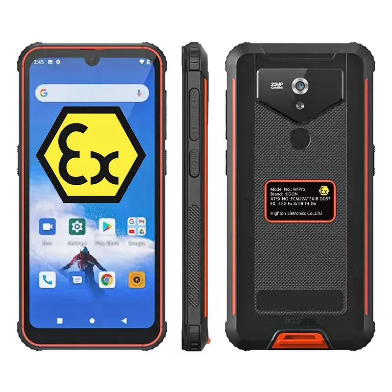 HiDON direkt fabrik explosionssäker Android-telefon GPS 6-tums GMS explosionssäker IP68 robust ATEX-telefon med NFC och PTT