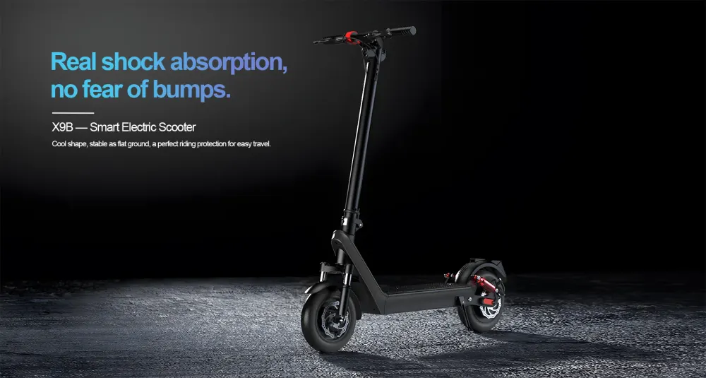 X9B Smart elektrisk sparkcykel - Dubbla stötdämpare fram och bak, 3-sekunders snabb vikning, ram av flygplansklassad aluminiumlegering för vuxen daglig pendling