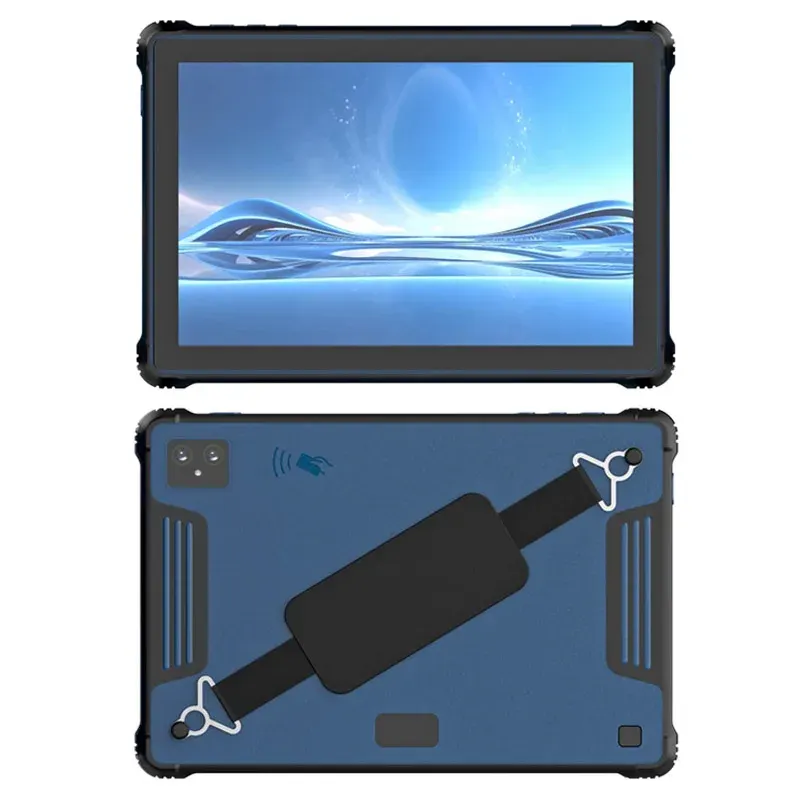 Billig fabrik 10-tums Qualcomm 5G Android robust surfplatta, robust surfplatta med NFC 2D-streckkodsläsare, bilhållare, laddare