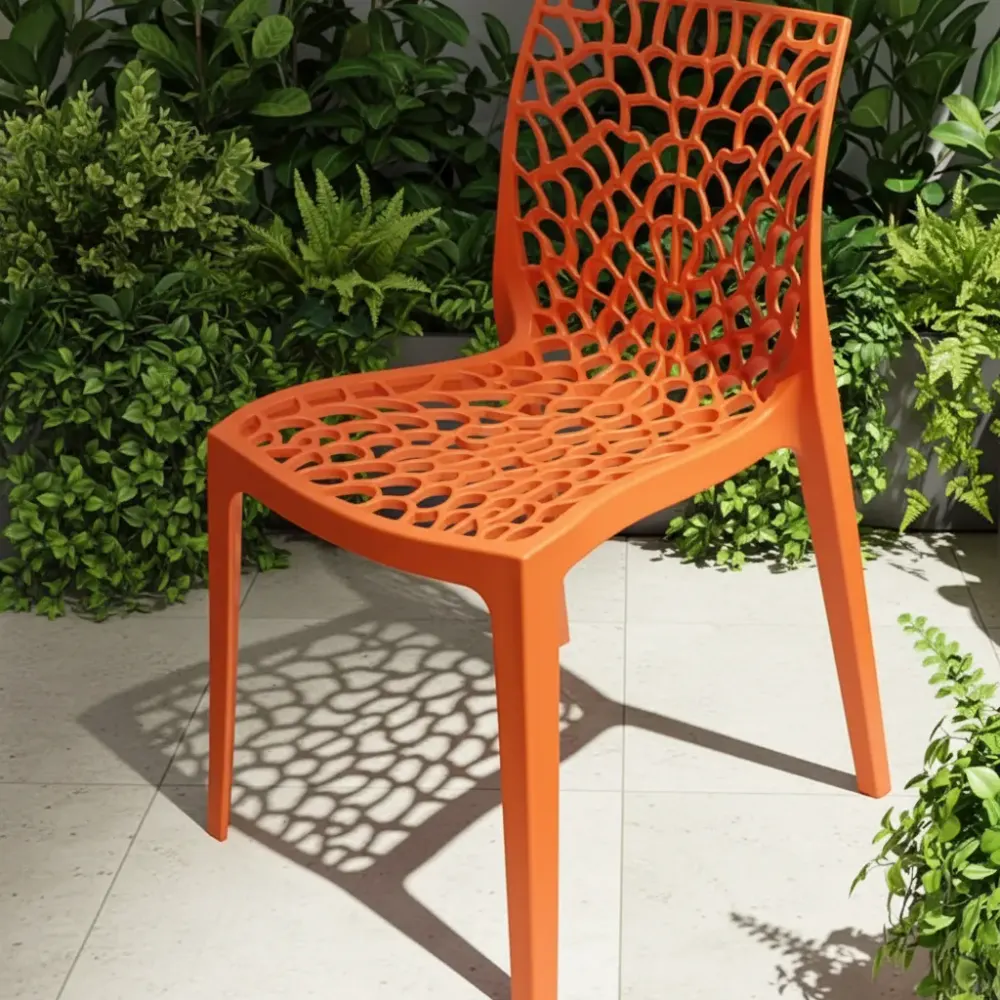 كراسي طعام بلاستيك نورديك قابلة للتكديس من إيزينيت، تصميم مجوف عصري، للمطاعم وغرف المعيشة والمراكز التجارية