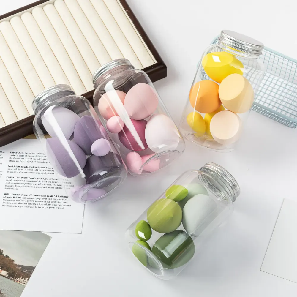 Conjunto de esponjas de beleza e puffs de maquilhagem não absorventes, esponjas cosméticas embaladas em frasco para base de maquilhagem (QMM: 30 peças. Por favor, encomende 30 ou mais)