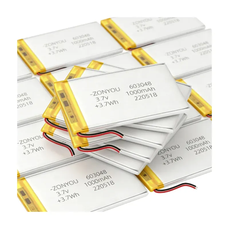 Baterias de polímero de lítio 603048 Pouch Cell 1000mAh 3.7V de boa qualidade para eletrónica de consumo e ventoinhas portáteis recarregáveis