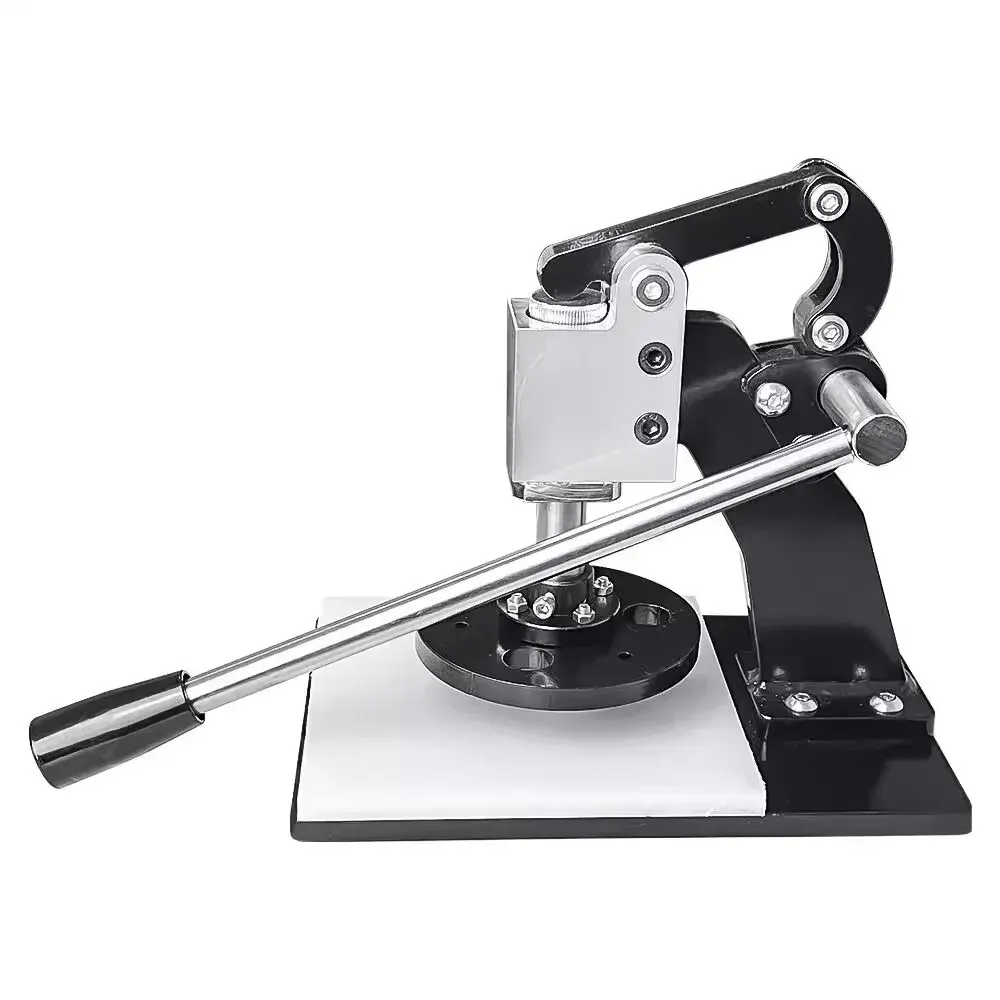 Pequeña máquina troqueladora manual para muestras de cuero y tela.