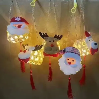 Lanterna Manual de Natal Nova Lanterna Luminosa Área Cênica Tecido Bambu