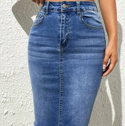 Saia com elástico na cintura, bainha desfiada, saia de quadril, nova, casual e moderna, exclusiva para venda transfronteiriça na Amazon e lojas independentes
