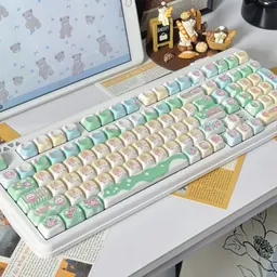 귀여운 딸기 우유 고양이 MOA 높이 열 승화 공정 PBT 소재 걸리 시리즈 키캡 90% 키보드 호환
